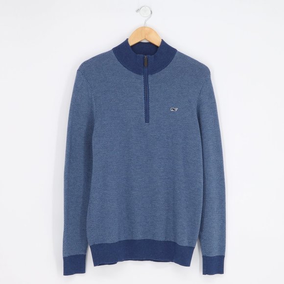 VINEYARD VINES Men's Hamilton Half Zip Sweater In Coastline Blue Size S - Picture 2 of 7